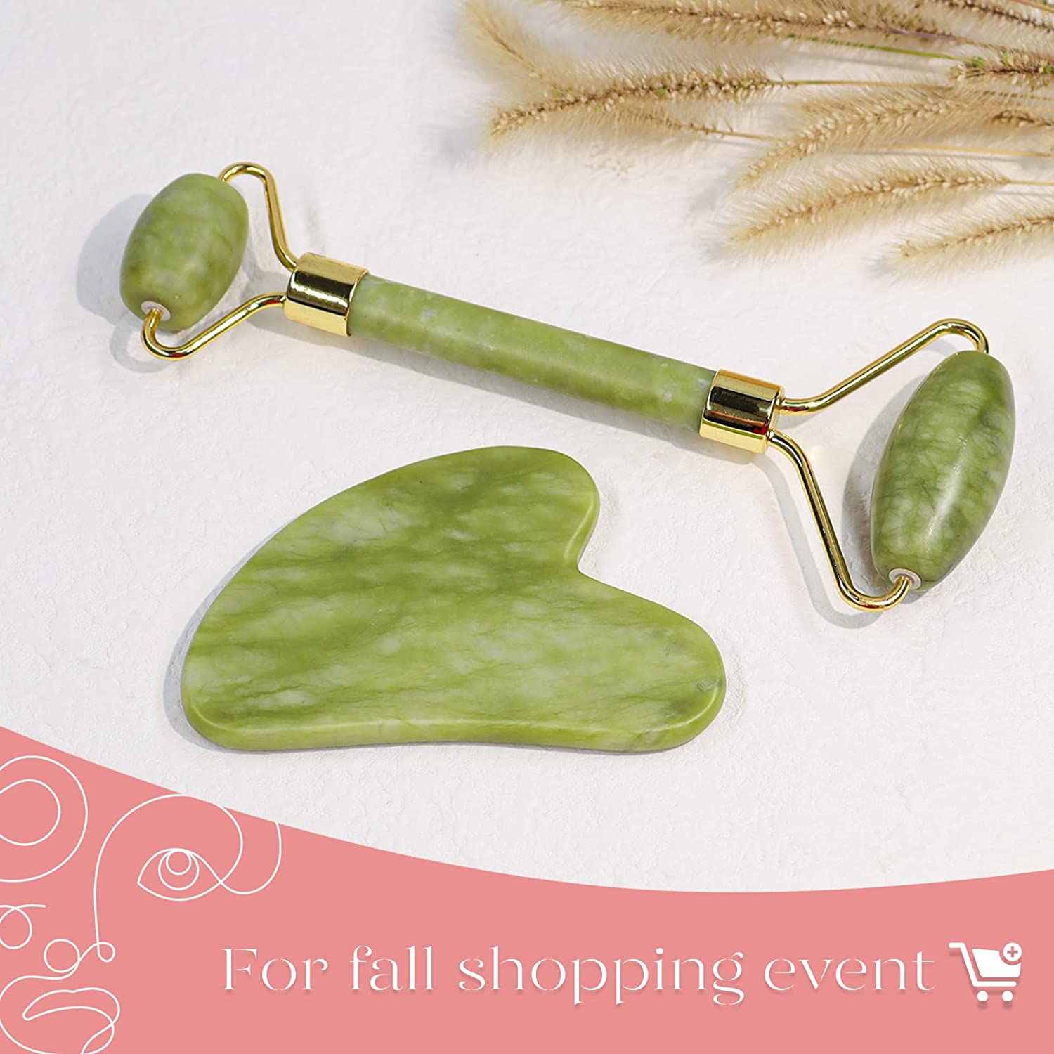 Baimei Jade Roller And Gua Sha Set Face Roller Zeevogue 